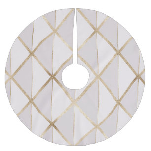 Gold glitter, geometric rhombus pattern. brushed polyester tree skirt