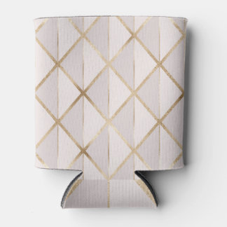 Gold glitter, geometric rhombus pattern. can cooler