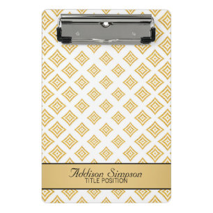 Gold Glitter Geometric Shapes Seamless Pattern Mini Clipboard