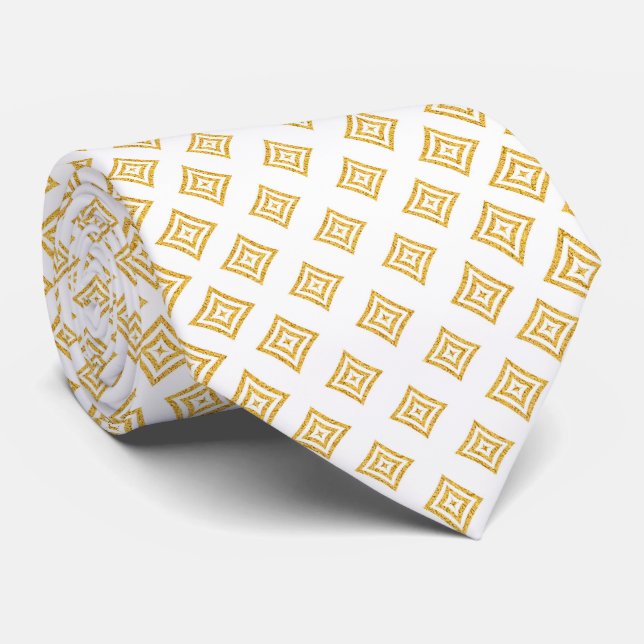 Gold Glitter Geometric Shapes Tie (Rolled)