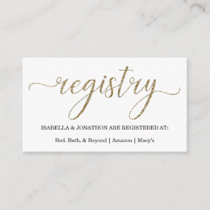 Gold Glitter Gift Registry Enclosure Card