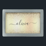 Gold Glitter Girly Luxury Modern Monogram Name Belt Buckle<br><div class="desc">Gold Faux Foil Metallic Sparkle Glitter Brushed Metal Monogram Name Belt Buckle. This makes the perfect graduation,  sweet 16 16th,  18th,  21st,  30th,  40th,  50th,  60th,  70th,  80th,  90th,  100th birthday,  wedding,  bridal shower,  anniversary,  baby shower or bachelorette party gift for someone that loves glam luxury and chic styles.</div>
