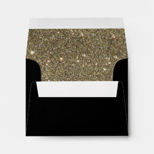 gold glitter glam black invitation envelope