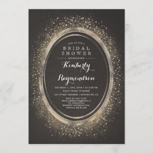Gold Glitter Glam   Elegant Vintage Bridal Shower Invitation