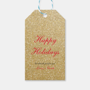 Gold Glitter Glam Holiday Christmas Gift Tag