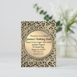 Gold Glitter Glam Leopard Print Postcard