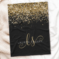 Gold Glitter Glam Monogram Name