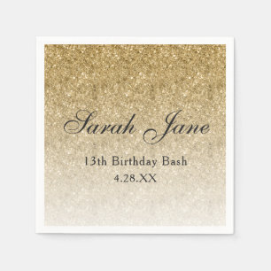 Gold Glitter Glam Personalized Napkin