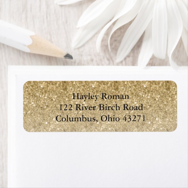 Gold Glitter Glam Personalized Return Address (Insitu)