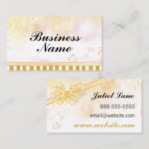 Gold Glitter Glam Ribbon Business Card