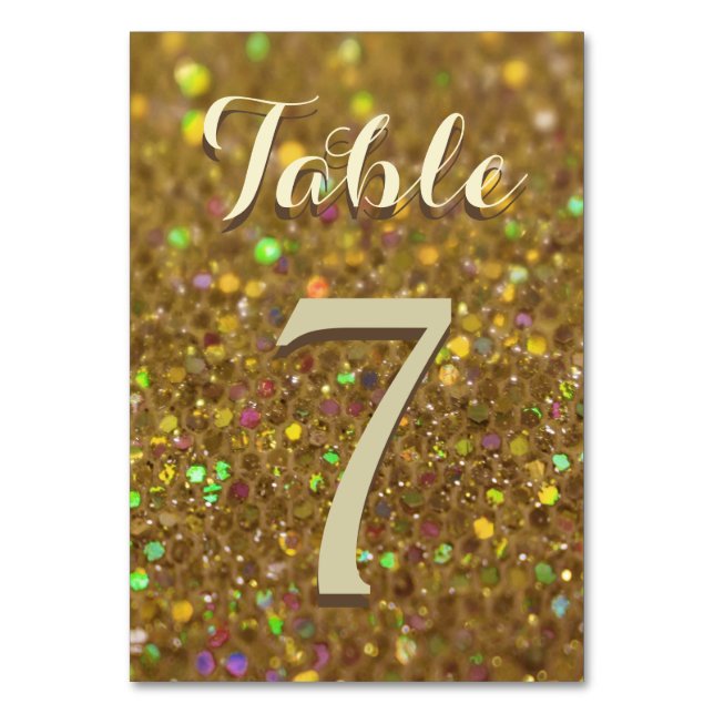 Gold Glitter Glam Table Number (Front)