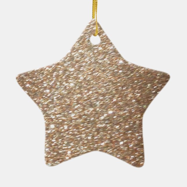 Gold Glitter Glamour Party Festive  Light Sparkles Ceramic Ornament (Back)