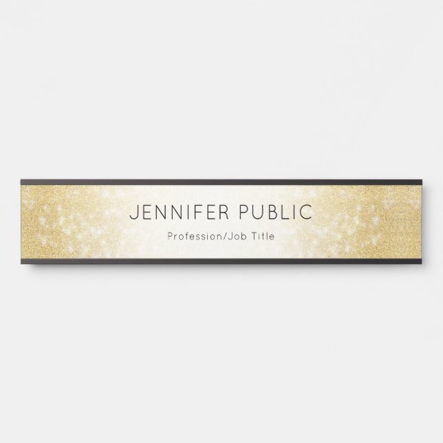 Gold Glitter Glamourous Template Elegant Modern Door Sign (Front)