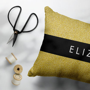 Gold Glitter, Glitter Background, Your Name Accent Pillow