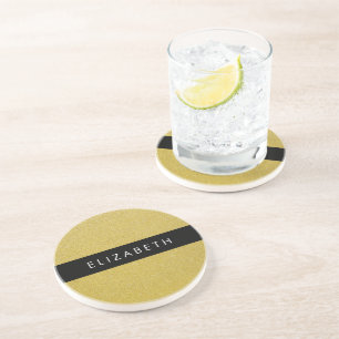 Gold Glitter, Glitter Background, Your Name Coaster