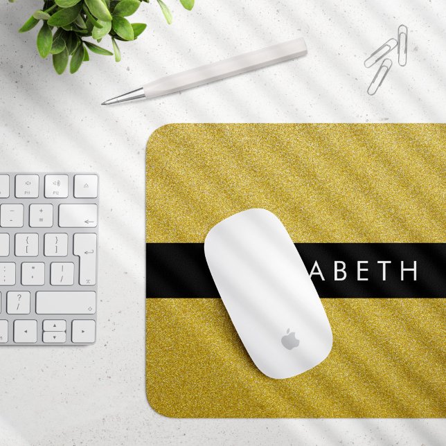Gold Glitter, Glitter Background, Your Name Mouse Pad (Creator Uploaded)