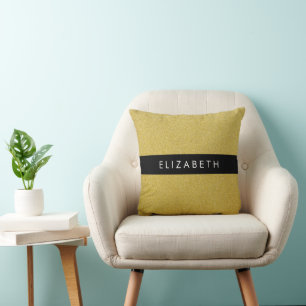 Gold Glitter, Glitter Background, Your Name Throw Pillow