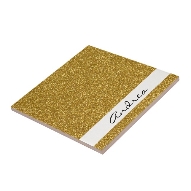 Gold Glitter, Glitter Background, Your Name Tile (Side)