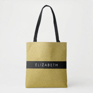 Gold Glitter, Glitter Background, Your Name Tote Bag