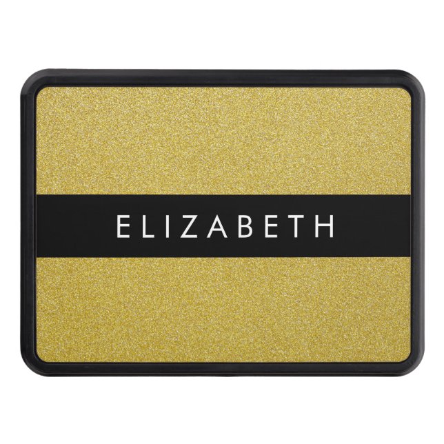 Gold Glitter, Glitter Background, Your Name Trailer Hitch Cover (Front)