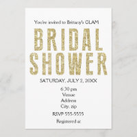 Gold Glitter Glitzy Glam Bridal Shower Invitation