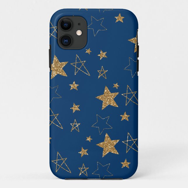 Gold Glitter Glitzy Stars Case-Mate iPhone Case (Back)