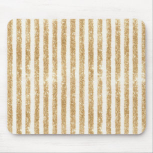 Gold Glitter Glitzy Stripes Mouse Pad