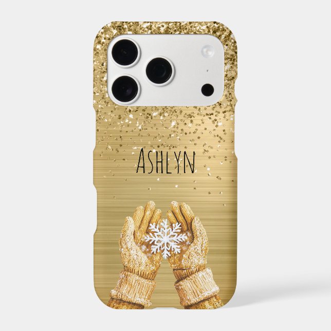 Gold Glitter Gloves Snowflake (Verso)