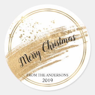 Gold glitter gold foil Christmas stickers labels