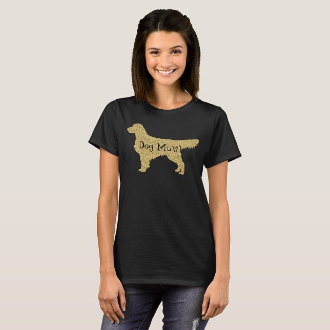 Gold Glitter Golden Retriever | Dog Mom T-Shirt (Front Full)