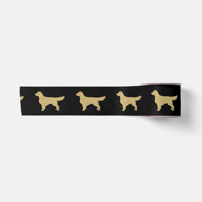 Gold Glitter Golden Retriever Satin Ribbon (Front)