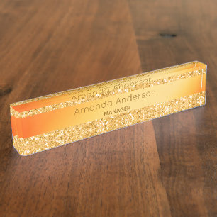 Gold glitter gradient glam nameplate