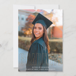 Gold Glitter Graduate Photo Announcement Vertical