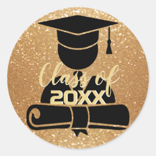 Gold Glitter - Graduate Student - Class of 20XX Classic Round Sticker