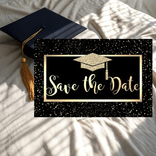 Gold Glitter Graduation Cap,Confetti Save The Date