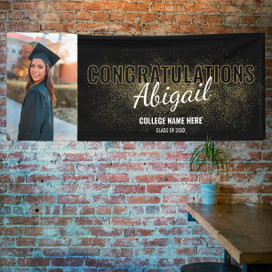 Gold Glitter Graduation Congratulations Photo Banner