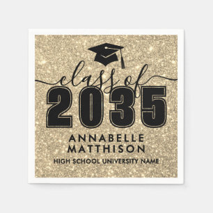 Gold Glitter Graduation Napkin