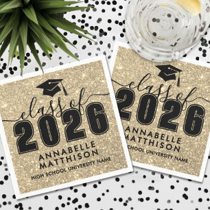 Gold Glitter Graduation Napkin