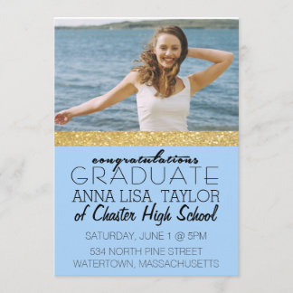 Gold Glitter Graduation Party Invitation