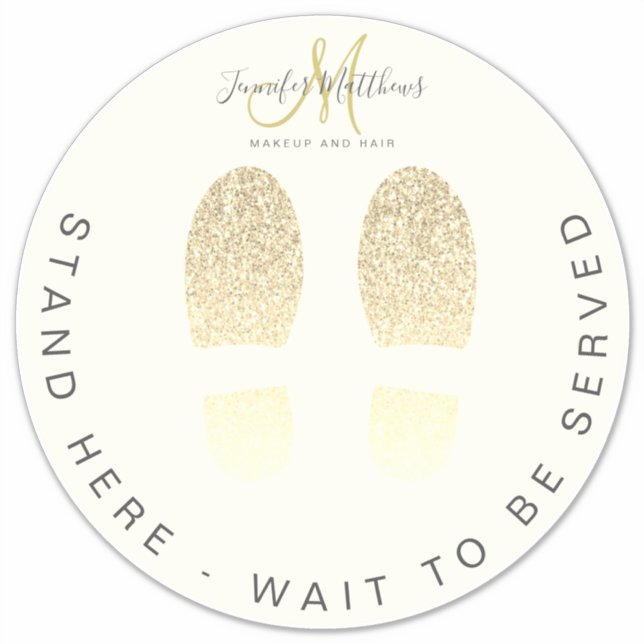 Gold Glitter Hair Salon COVID Wait Here Sign (Front)