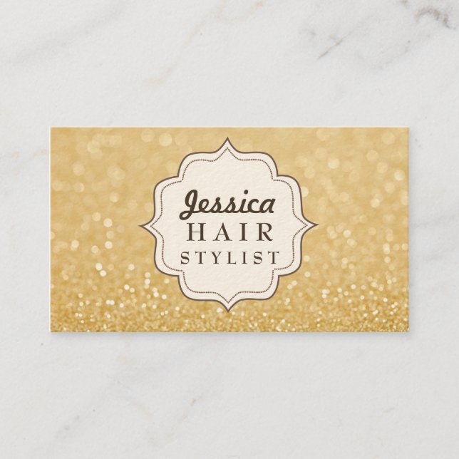 Gold Glitter Hair Stylist Appointment Cards (Front)