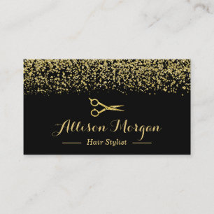 Gold Glitter Hair Stylist Scissors Appointment Card