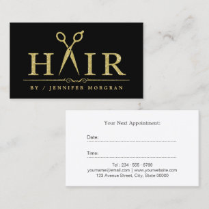 Gold Glitter Hair Stylist Scissors Appointment Card