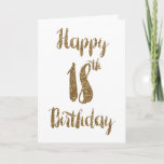 Gold Glitter Happy 18th Birthday Card<br><div class="desc">Gold glitter 18th birthday card for daughter, granddaughter, goddaughter, etc. The front features a gold glitter typography design and the inside card message can be personalized if wanted. Please note there is not actual glitter on this product but a design effect. This glitter eighteenth birthday card would make a wonderful...</div>