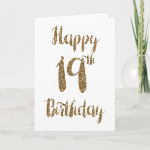 Gold Glitter Happy 19th Birthday Card
