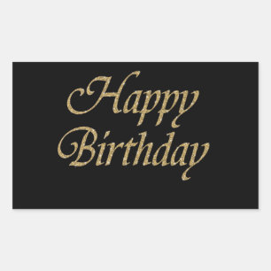 Gold Glitter Happy Birthday Sticker