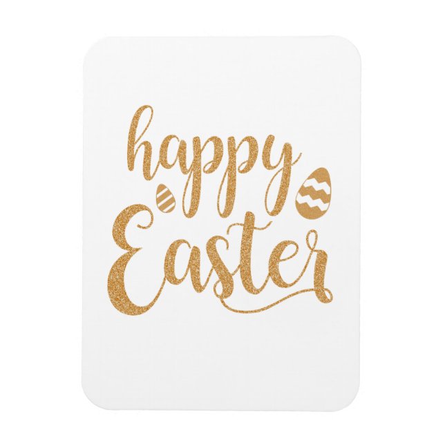 Gold Glitter Happy Easter Egg  Magnet (Vertical)