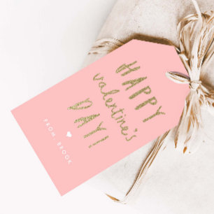 Gold Glitter Happy Valentine's Day Gift Tags