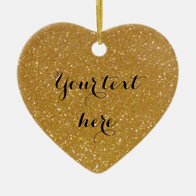 Gold glitter heart photo Christmas tree ornament (Front)