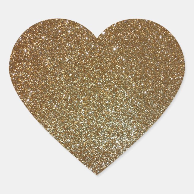 Gold Glitter Heart Sticker (Front)
